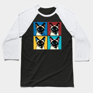 Siamese Cat Pop Art - Cat Lovers Baseball T-Shirt